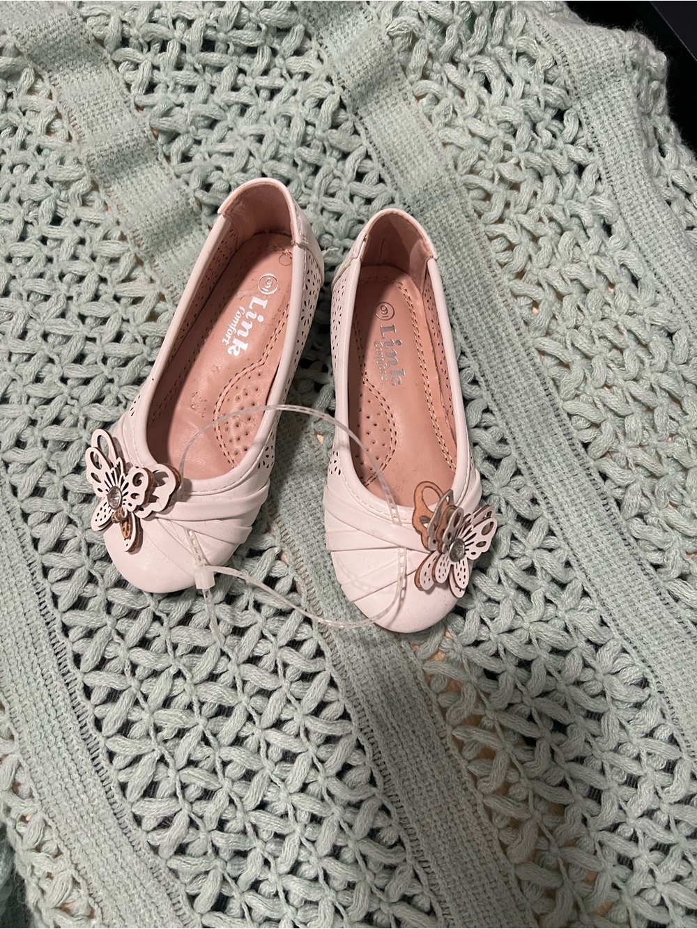 Link Girls Light Pink Butterfly Dress Flats